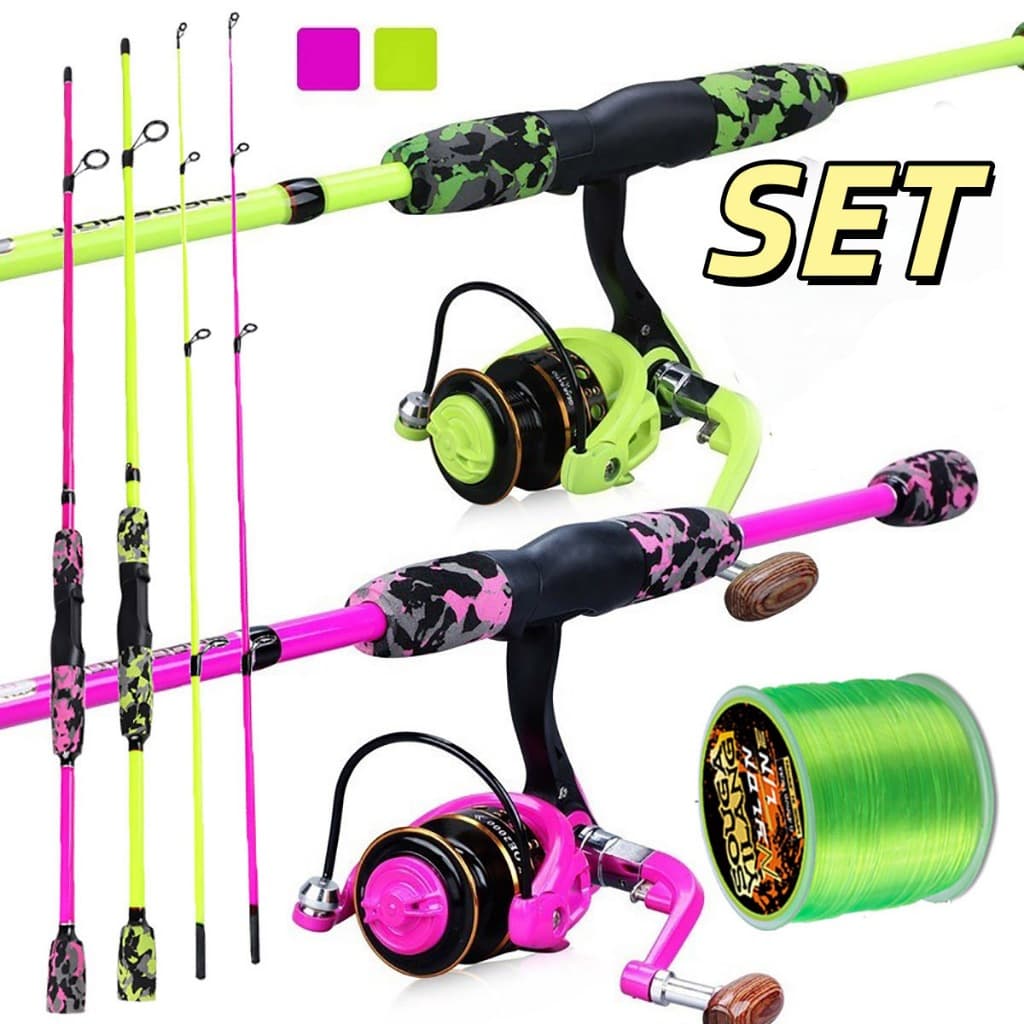 Sougayilang Conjunto De Pesca 1.8m Varas E Carretel 12BB 5.0 : 1 Relação De Velocidade Equipamentos Ao Ar Livre