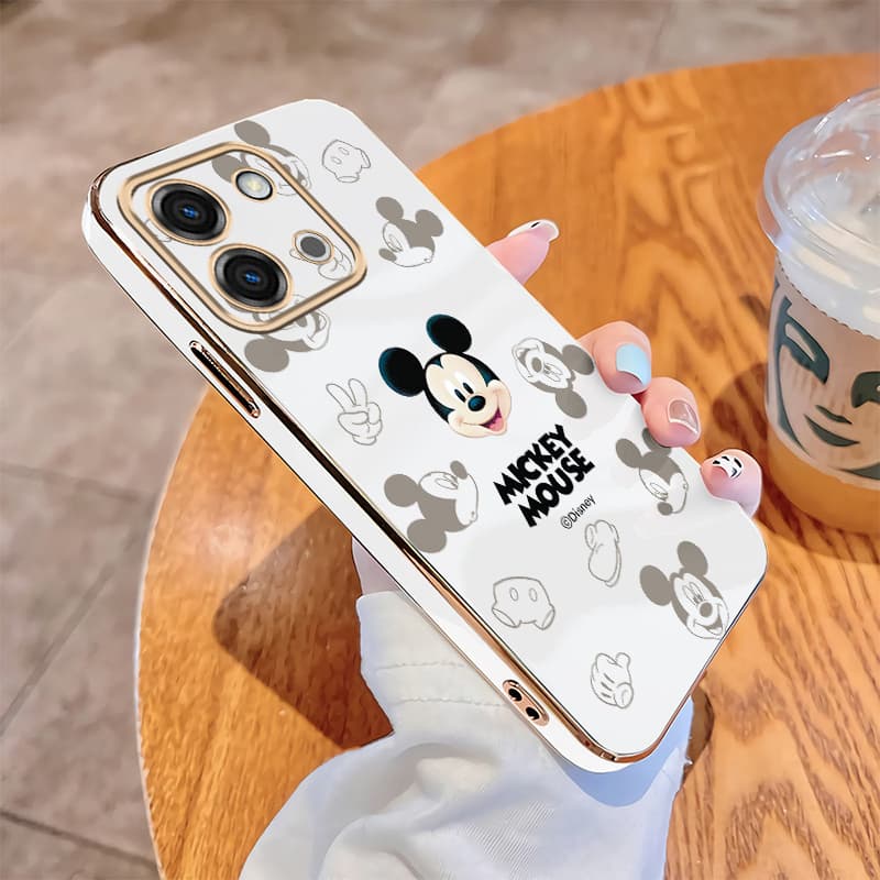 Xiaomi Redmi 15C POCO C85 Caso Embalagem Mickey Família Bonito Mouse Borda Reta Câmera Completa Protegida Capa