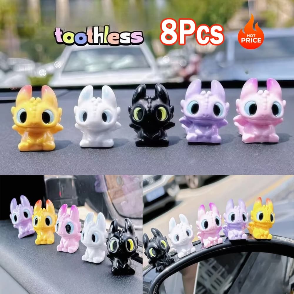 8 Peças Mini Estatuetas Coloridas De Dragão Desdentado , Figuras De Ação Colecionáveis De Desenhos Animados Fofos Para P