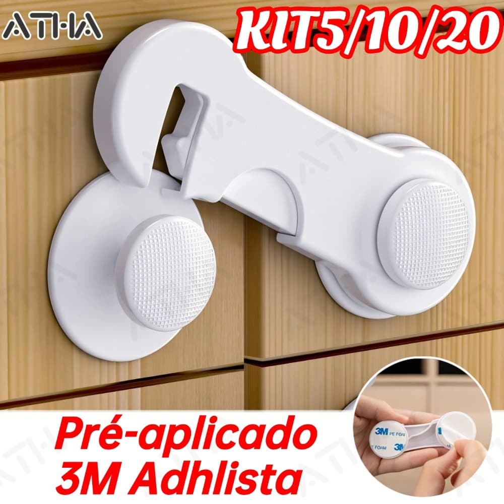 KIT5/KIT10/KIT20 Trava De Gaveta Armário Porta Segurança Proteção Bebe Trava Protetor Criança Adesivo 3M