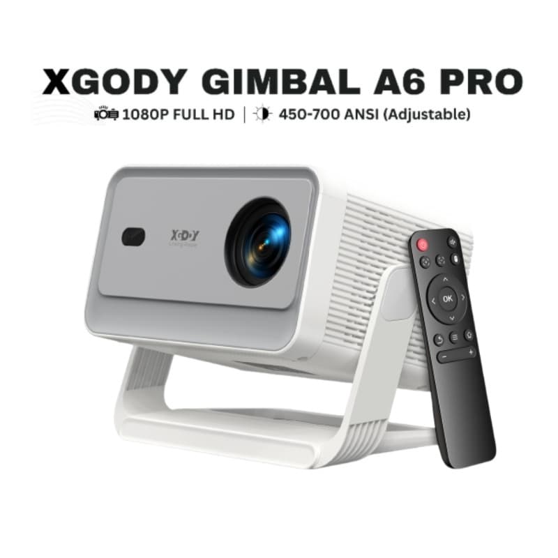 XGODY Gimbal A6 Pro Projetor Foco Automático 1080P Ultra HD Home Cinema Embutido YouTube Netflix 700 ANSI