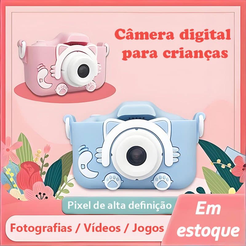 Câmera digital de 2 polegadas Mini Kid Câmera de desenho animado Fotografia ao ar livre HD Pocket Cam