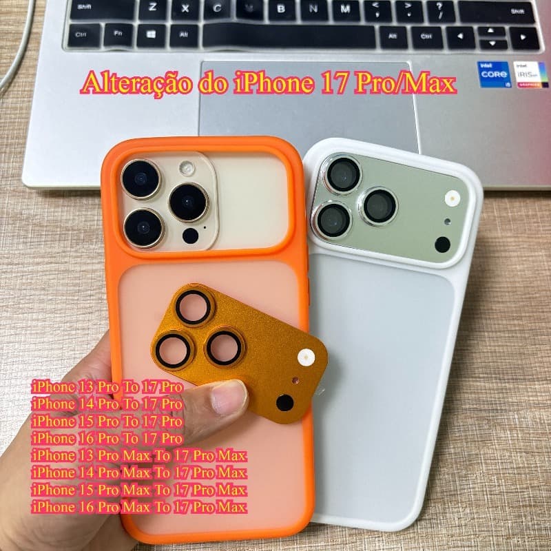 Converter 17 Pro MAX Abrasivo  Transparent Case + Kit De Filme De Lentelentecoloridas Para IPhone 16 15 14 13 Pro Max