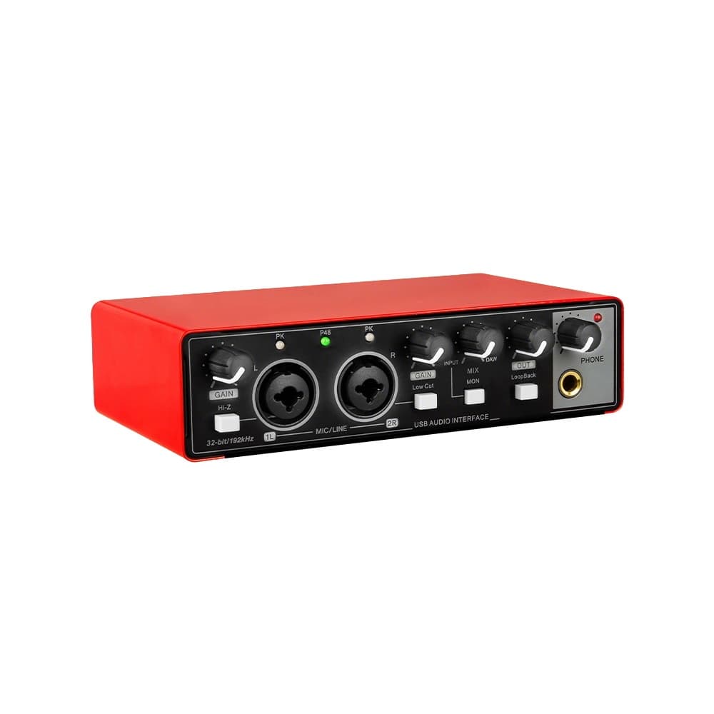 Interface De Áudio Para Gravação De Placa De Som Profissional Portátil Com Monitor De Loopback 48V Fantasma Guitarra De Equipamento Novo