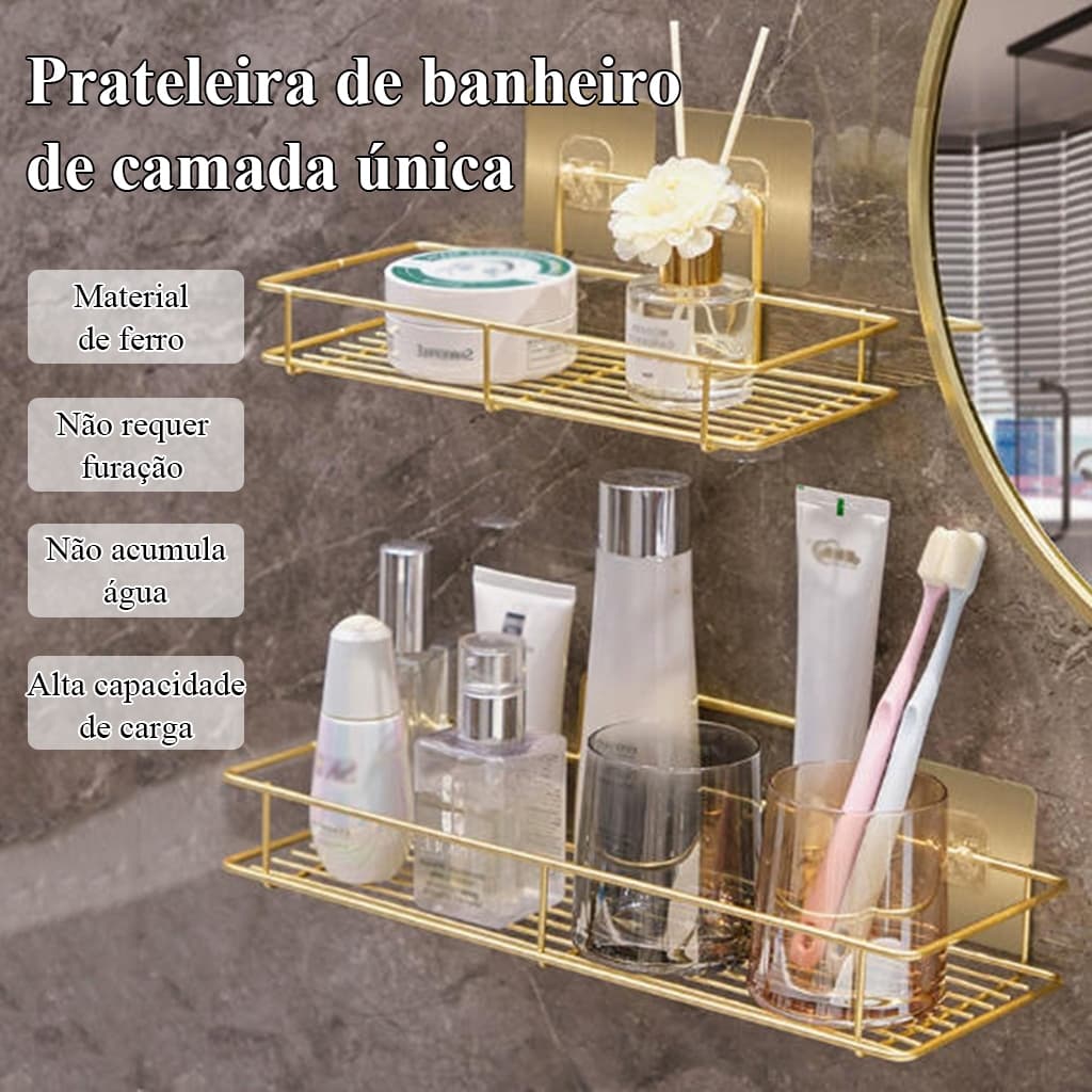 Prateleira De Armazenamento Para Banheiro, Prateleira De Parede De Camada única, Não acumula água