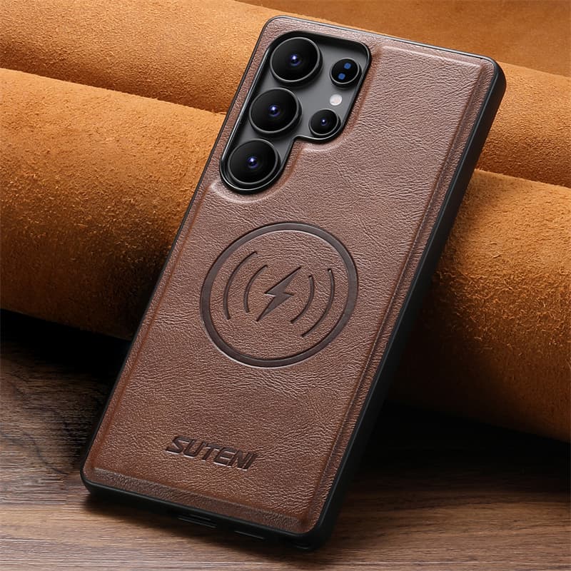 [Carregamento Por Indução Poderoso] Capa De Couro De Luxo . Para Samsung Galaxy S26 S25 S24 S23 S22 Ultra