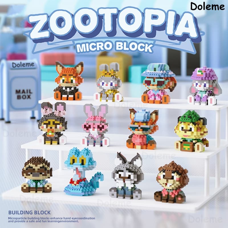 Zootopia Personagem Mini Blocos Colecionável Modelo Animal 150–200 Peças udy Hopps Nick Wilde