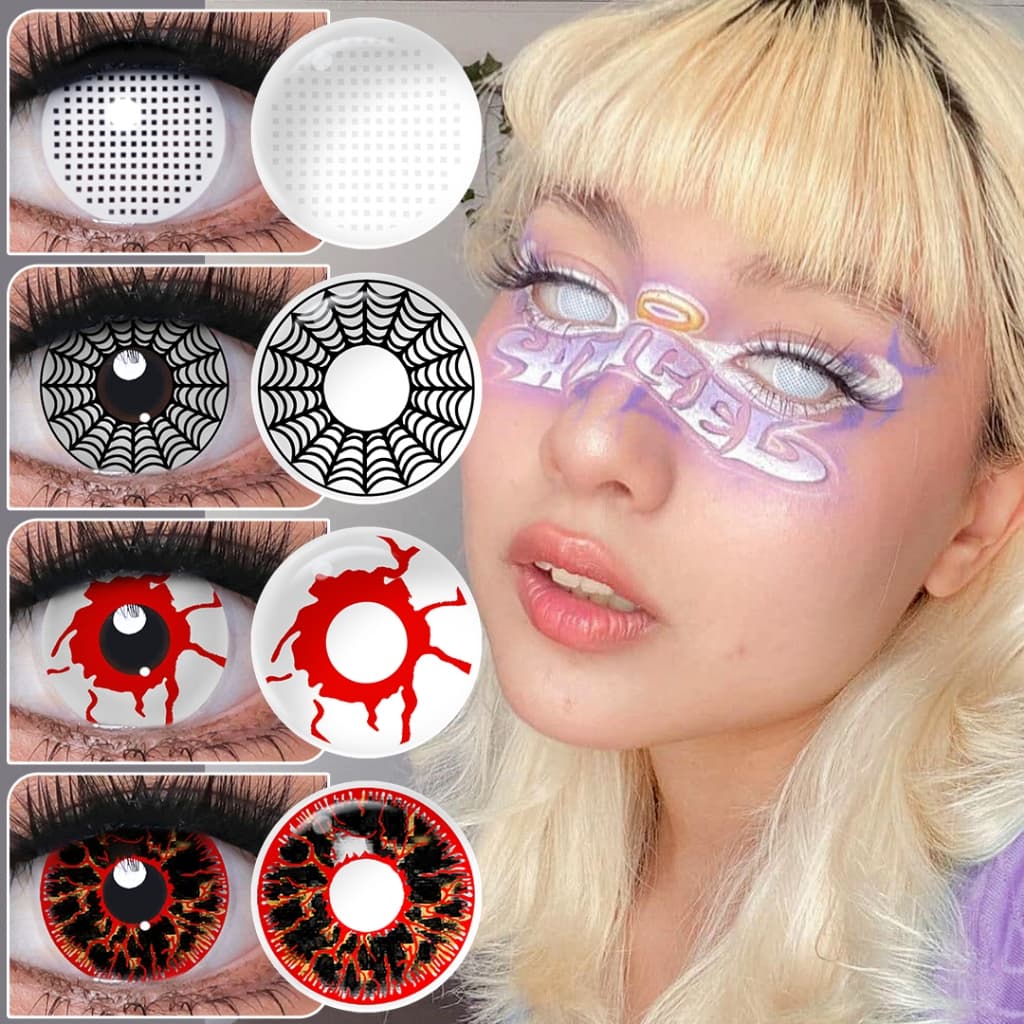 Magister Rede branca Lentes De Contato Para Halloween Maquiagem Cosplay Festa Olhos Grandes 1 Par