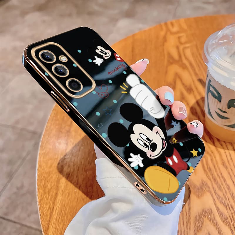 Samsung A17 A07 A16 A26 A36 A56 5G Caso Dos Desenhos Animados Mickey Adorável À Prova De Choque Brilhante Banhado Capa