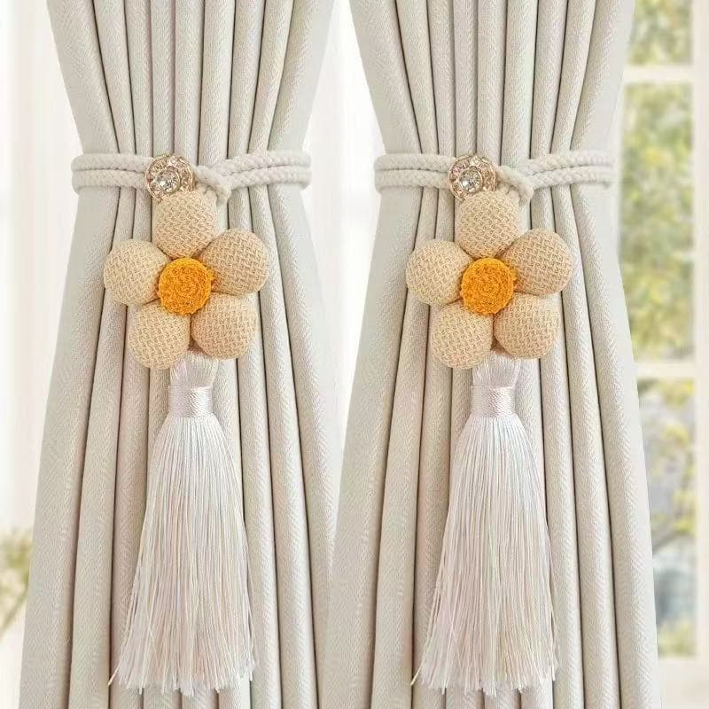 Corda De Armazenamento De Cortina , 2 Peças , Tiras Fivela Ajustável De Gaze De Flor Para Decoração De Casa