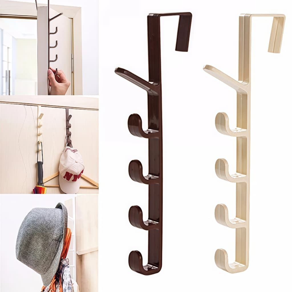 1 ou  2pcs Suportes 5 Ganchos de Porta Cabide Organizador Boné preto