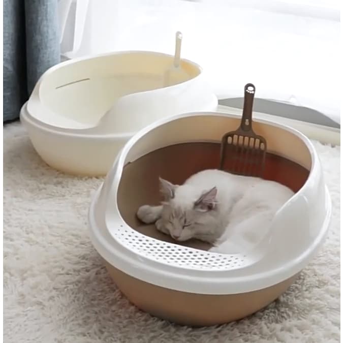 Caixa de Areia para Gatos Grandes Banheiro Sanitário Pet Aberta Resistente Forte Gato Antiderramamento-Fácil Limpeza