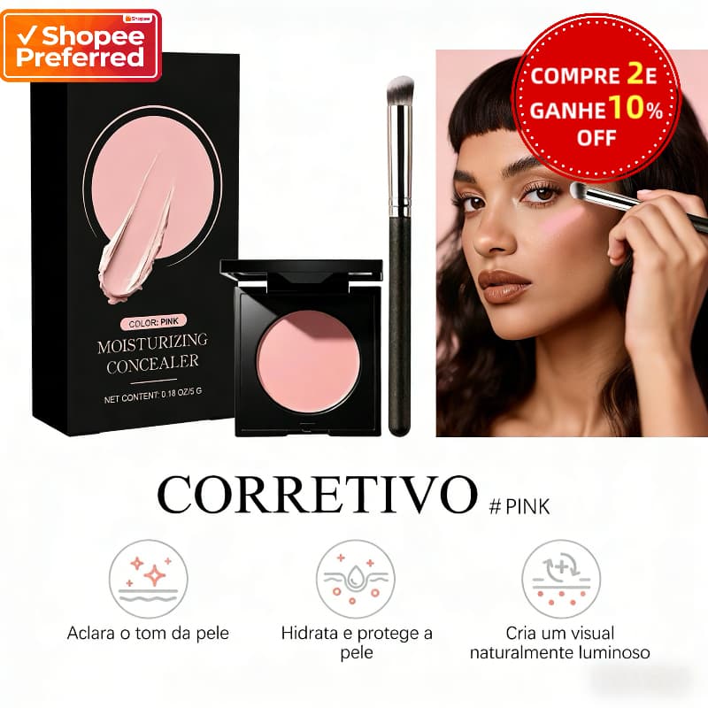 Pincel de Maquiagem Grátis | Corretivo Rosa Duradouro Pores Invisíveis