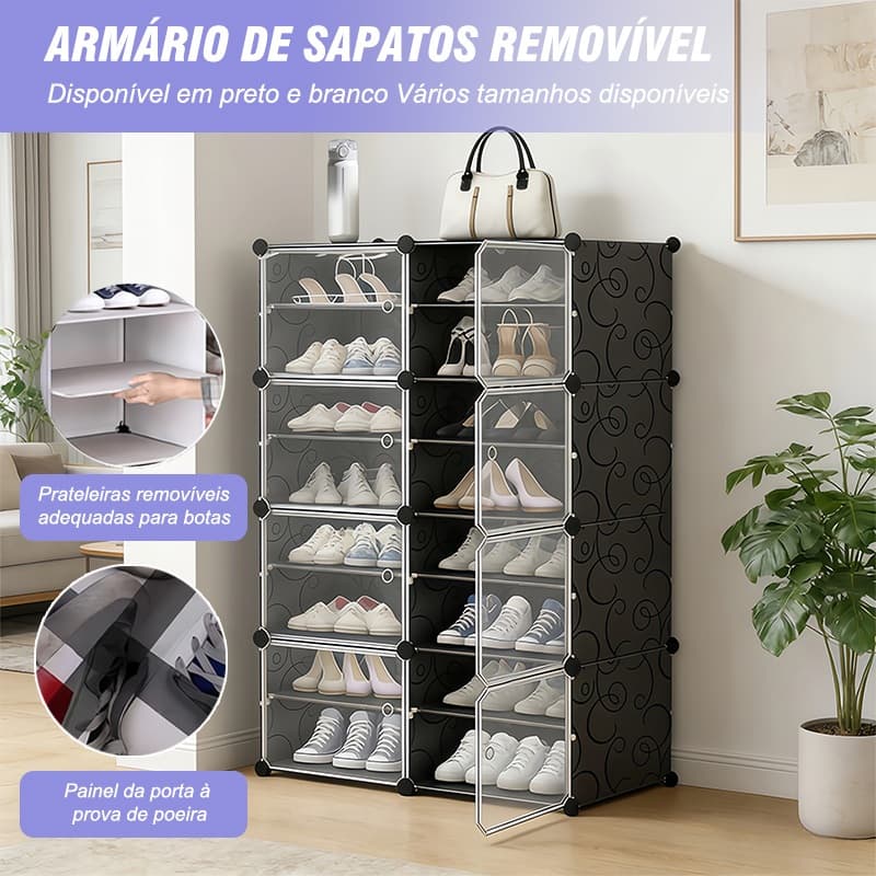 Caixa De Sapato Dobrável Armazenamento Transparentes Sapateira Empilhável Prova De Poeira