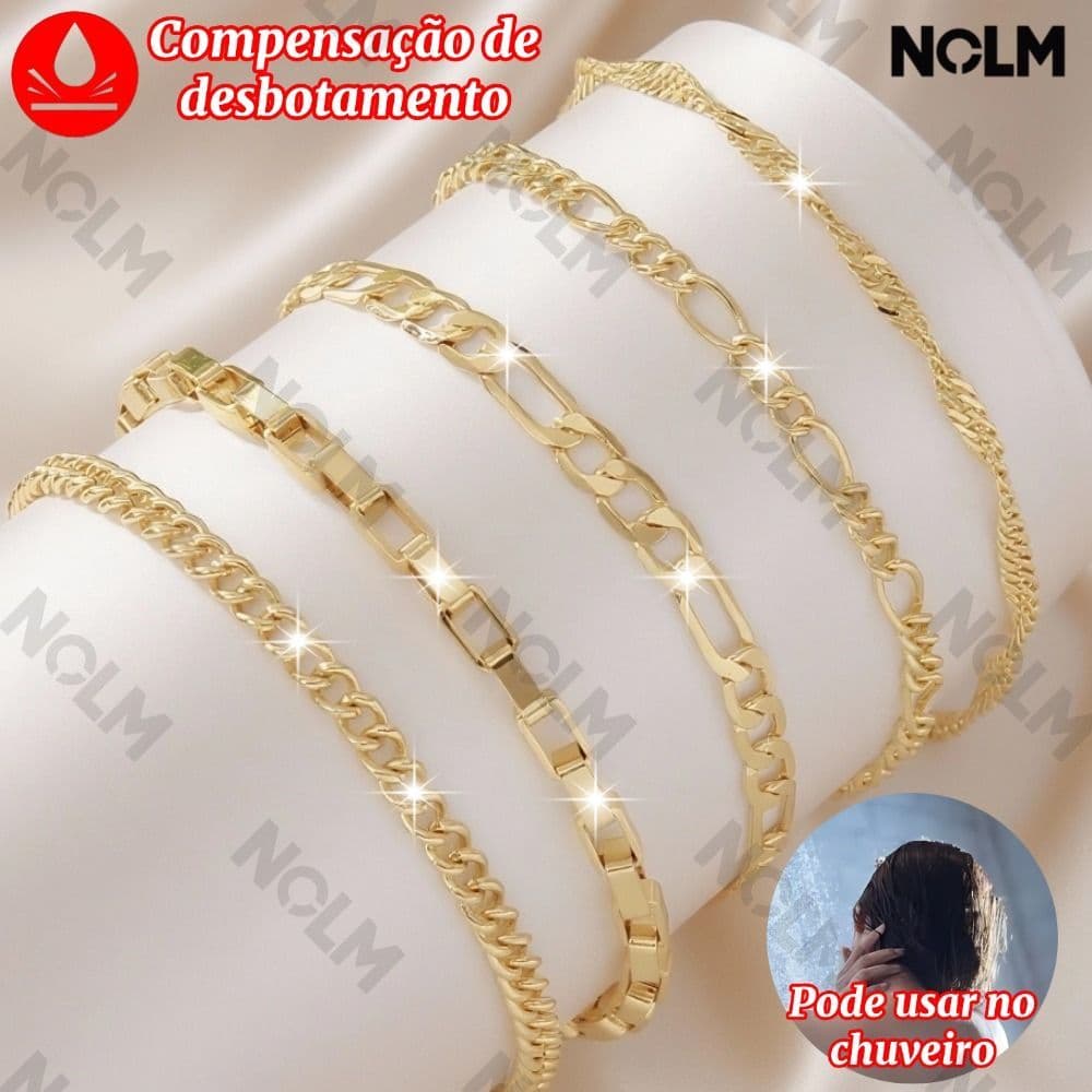 Conjunto de Pulseiras de  Aço inoxidável com 5 Peças, Estilo Minimalista, Joia que Não Desbota, Presente para Mulheres
