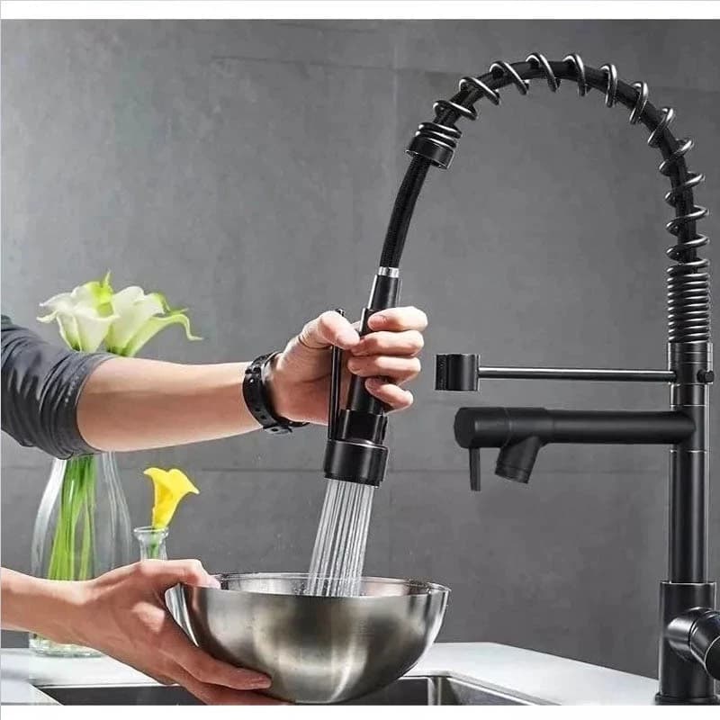 Torneira de cozinha luxuosa com alça única com mangueira de tubo de extensão de Spray