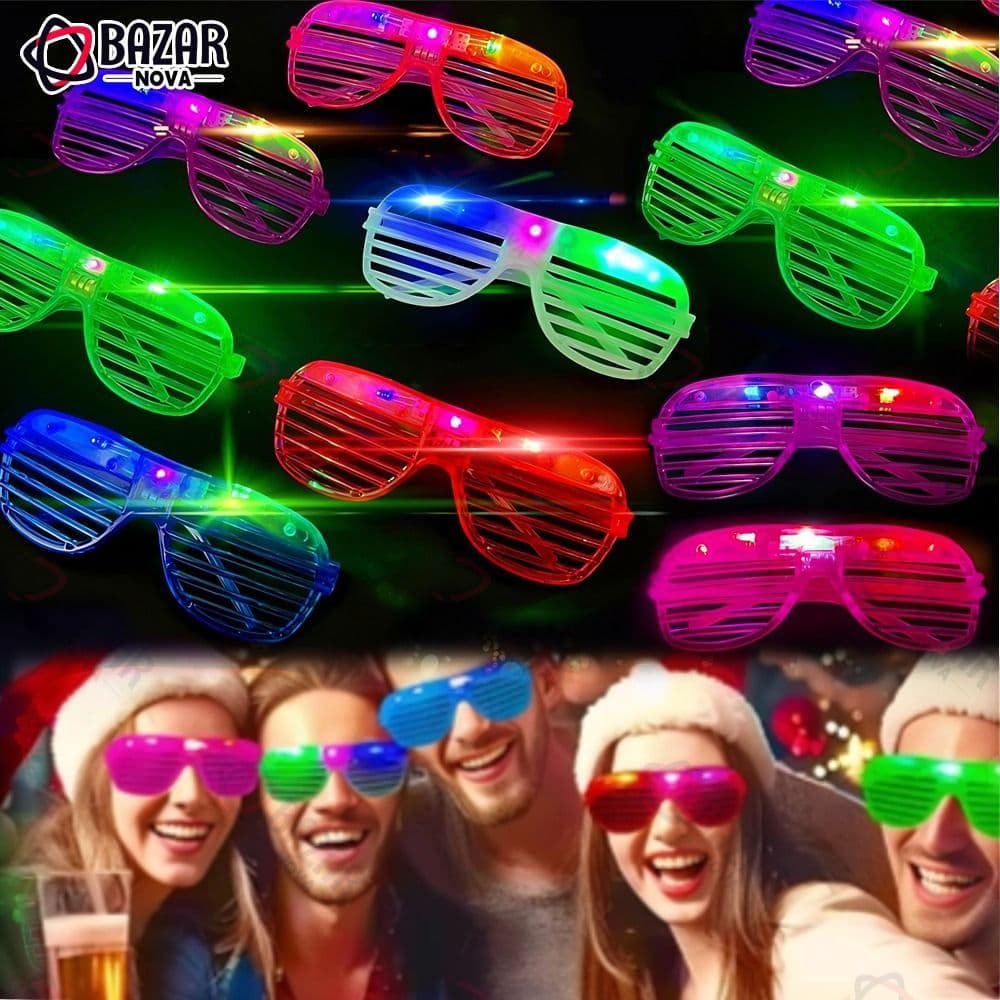 KIT 10 Oculos Led Neon de Festa Com 3 Modos Fluorescente Rave Balada Casamento Cosplay-BAZA