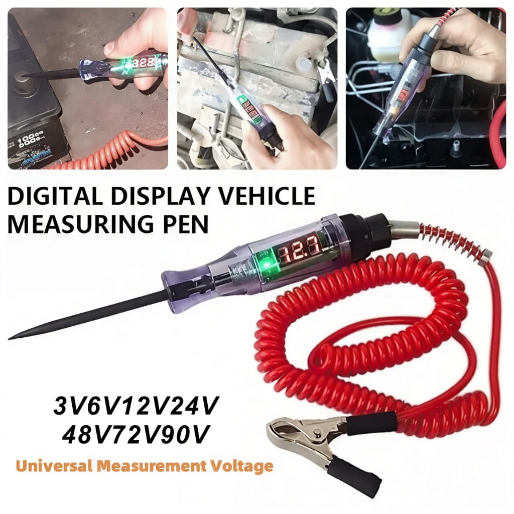 Testador de circuito LED Digital de luz de teste de carro, ferramenta elétrica de carro DC 9V-72V com voltímetro