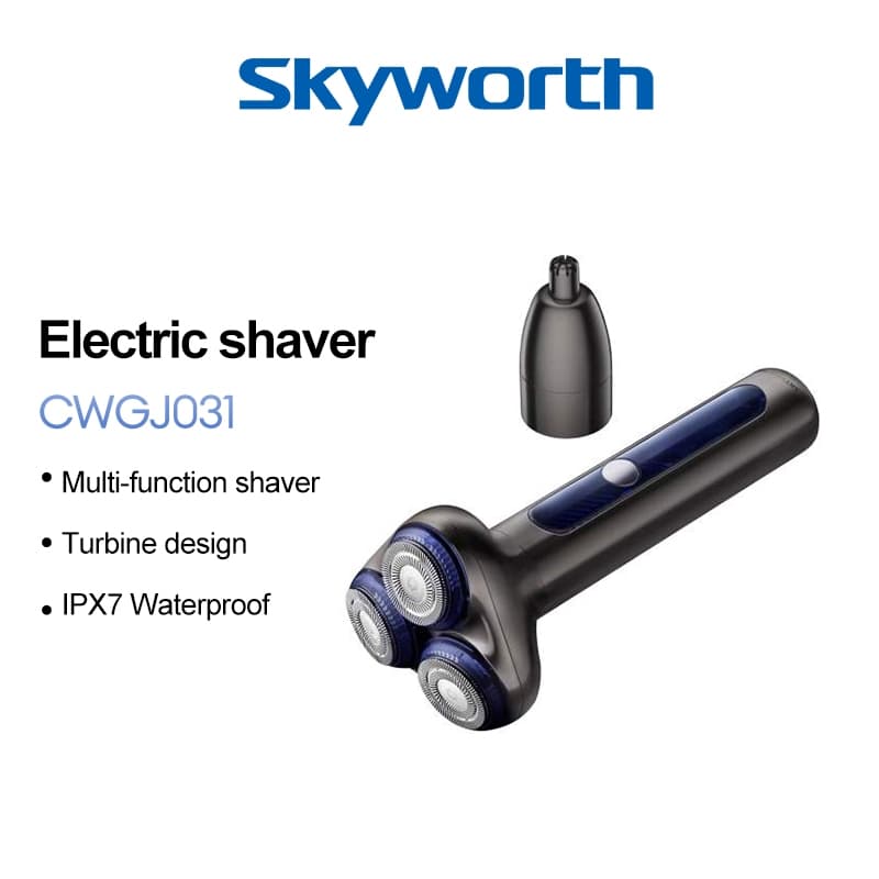 Skyworth CWGJ031 Barbeador Multifuncional Navalha Elétrica Compacta Com 2 Cabeças De Lâmina Flexíveis Motor Potente IPX7