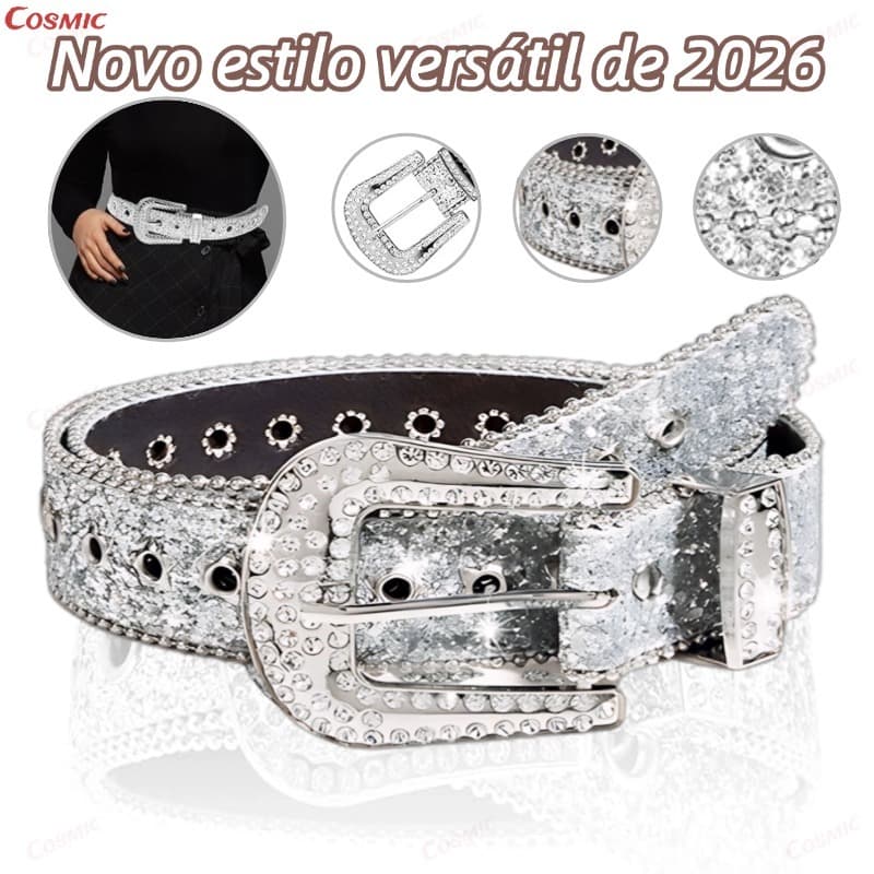 POOP Cintos Góticos De Rhinestone De Couro De PU Cowboy Ocidental Y2K Moda Para Meninas Jeans Looks casuais Novos