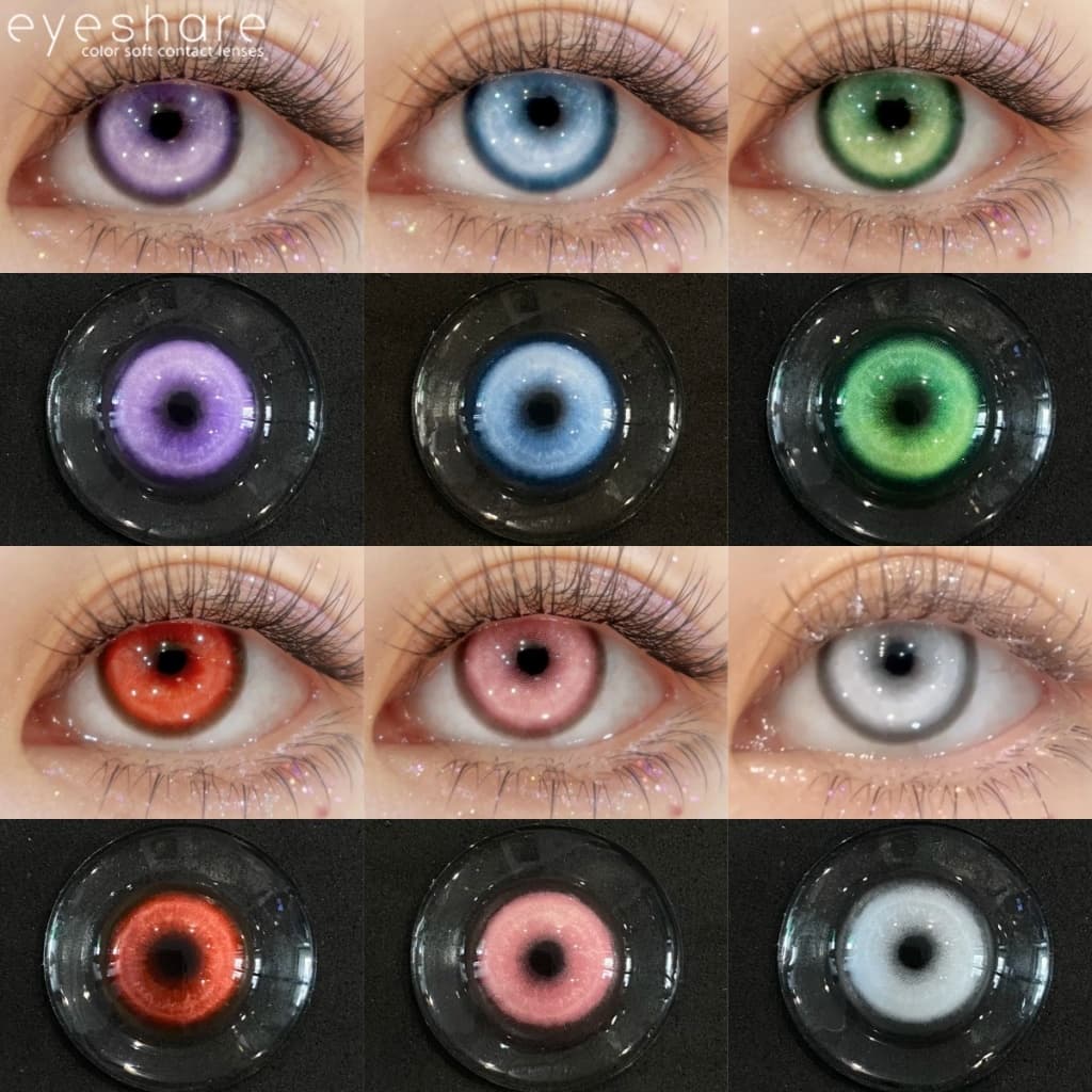 Eyeshare 2 Peças Lentes De Contato Coloridas Cores De Roxo Azul Rosa Verde Estilo KOI Maquiagem Cosplay