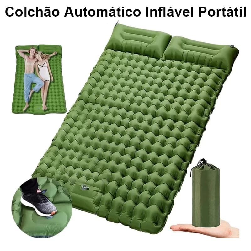 Colchão Inflável Automático De Casal Sleeping Pad Ar Externo Portátil De Acampamento