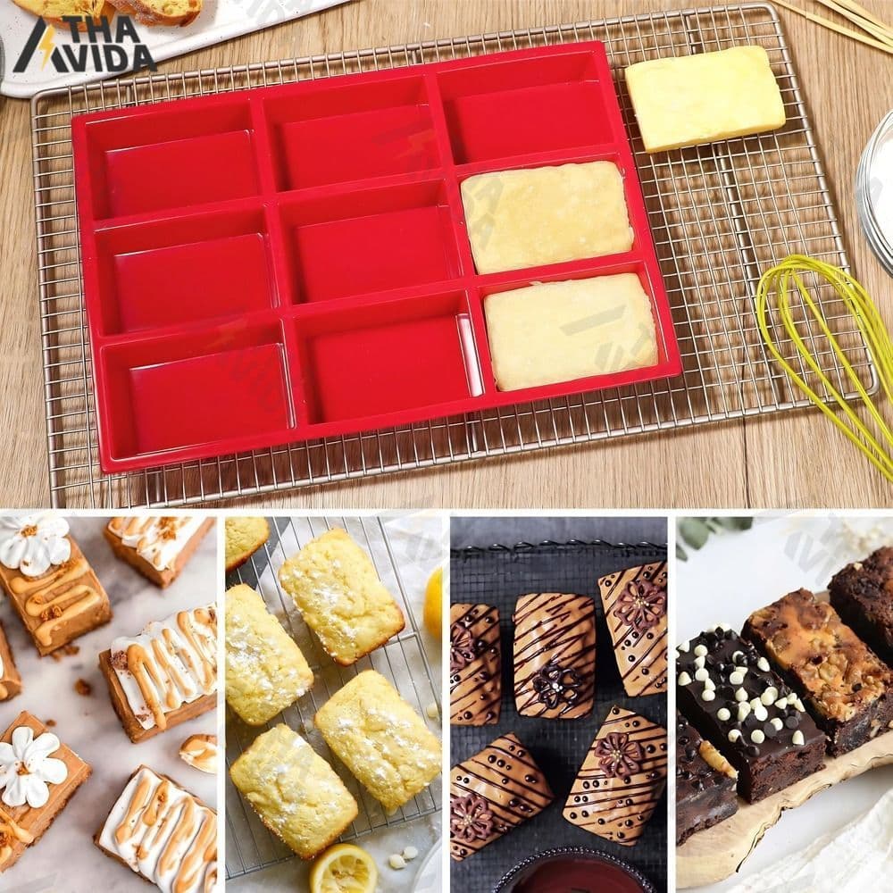 Molde Retangular e Círculos de Silicone para Bolos, Biscoitos e Chocolate Pudim Torta Mousse Forno-ATHA