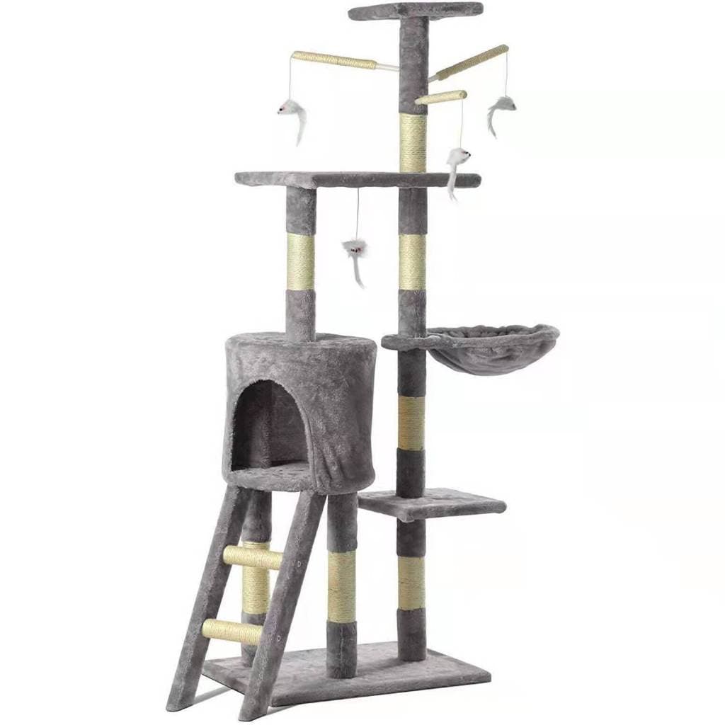 Arranhador para Gatos Torre 4 Andares com Plataformas Toca e Brinquedos 48x138cm