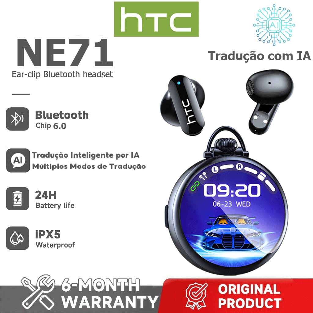 um ano HTC NE71 AI Tradução Fone de ouvido Bluetooth Vários modos de tradução Versão Bluetooth 6.0 Papel de