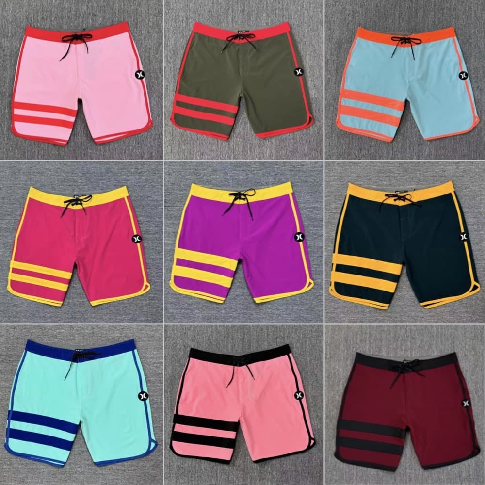 Shorts Elásticos Impermeáveis De Secagem Rápida Masculinos | Calções De Banho Multicoloridos Praia Bermuda De Surf Para