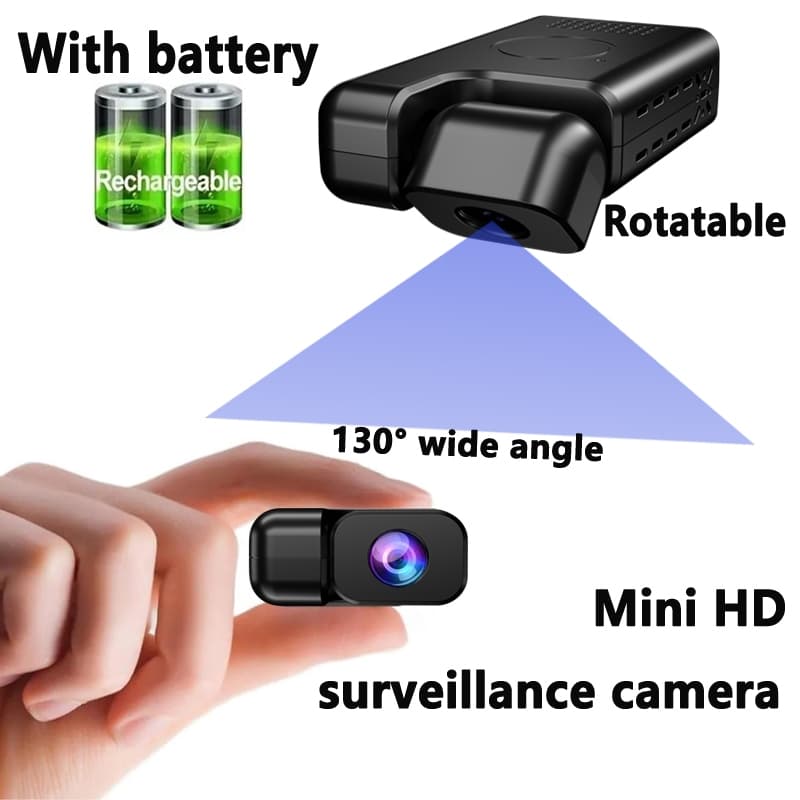 Mini Câmera De Segurança Wi-Fi 1080P Grande Angular Visão Noturna Detecção De Movimento Bateria Recarregável Fácil Insta