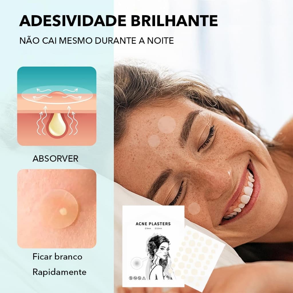 Adesivo para Espinha Hidrocoloide 24 Unidades 3 Tamanhos Acne Patch Curativo Secativo