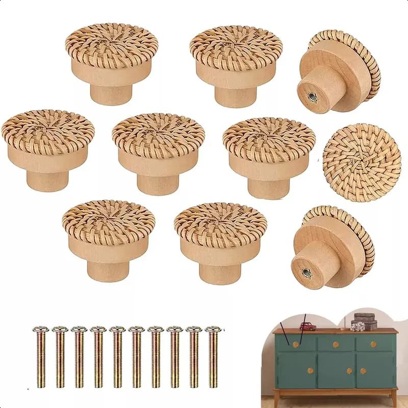 Kit 10 Puxador Para Gaveta Vintage Boho Retro Artesanal Cor Madeira Maciça Lisa