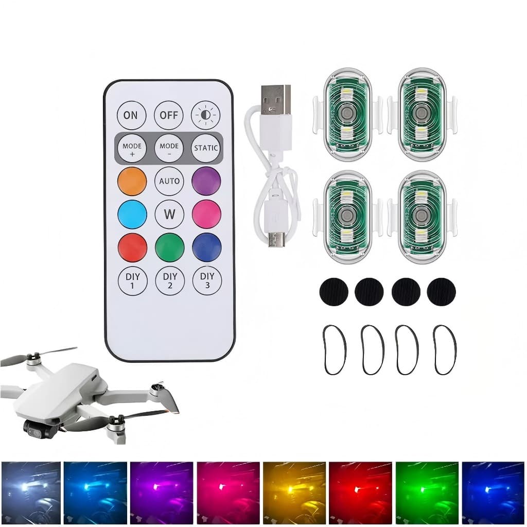 Luzes LED RGB De Natal 4 Unidades Com Controle Remoto-Alimentadas Por USB , Multicoloridas , Modos DIY , Decoração Festi
