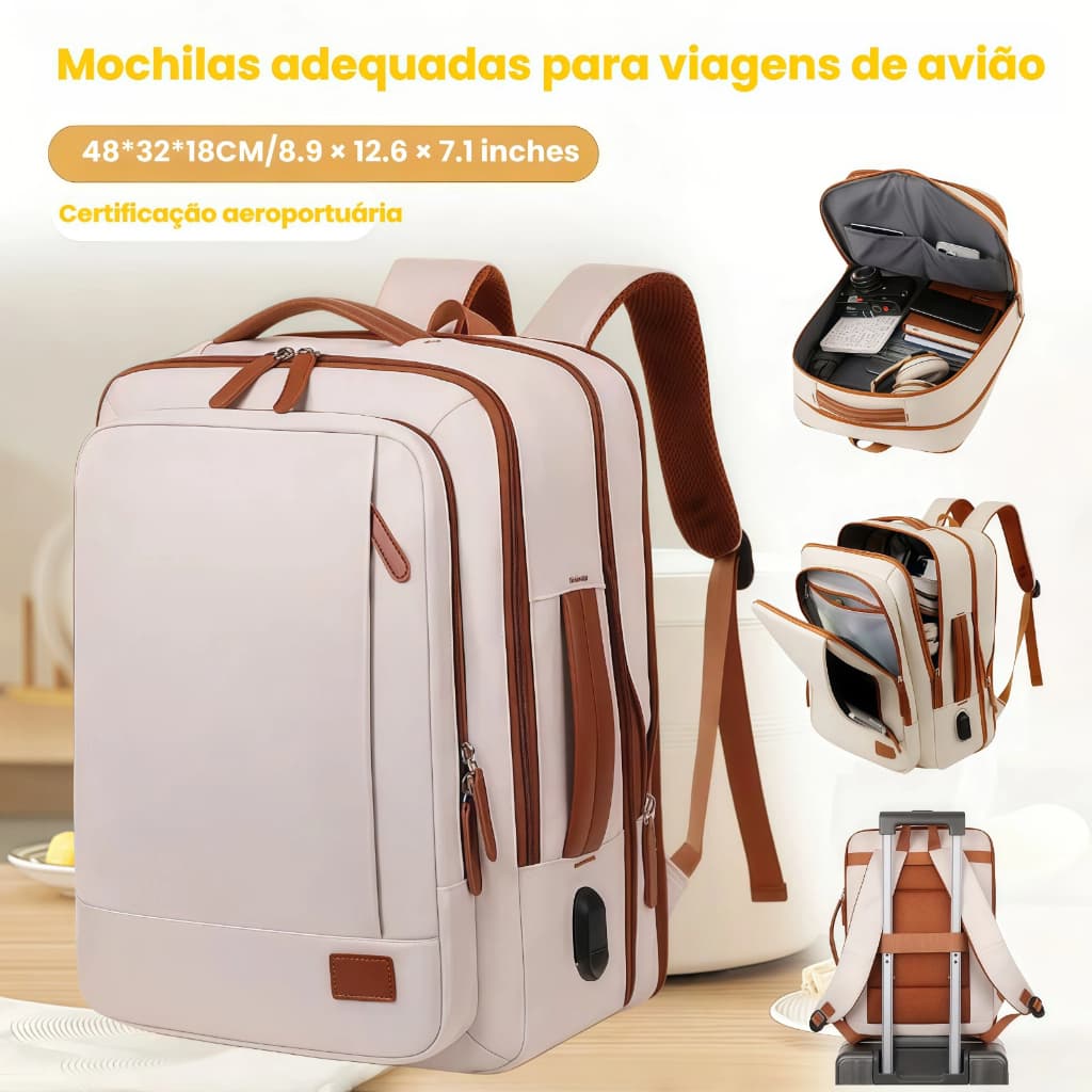 Mochila Grande 4 Em 1 Com Carga Rápida USB ・ Compatível Laptop