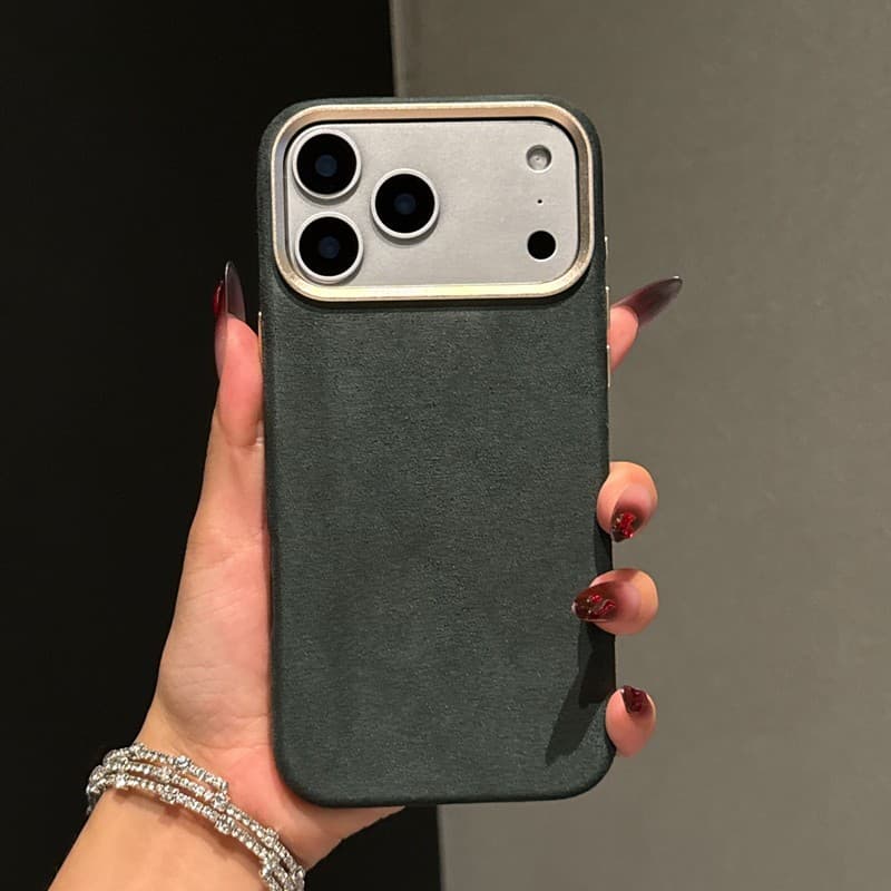 Capa De Atração Magnética De Couro Alcantara Para iPhone 17 13 14 15 16 Pro Max 14 Plus 17Pro Air Premium Camurça Lisa A