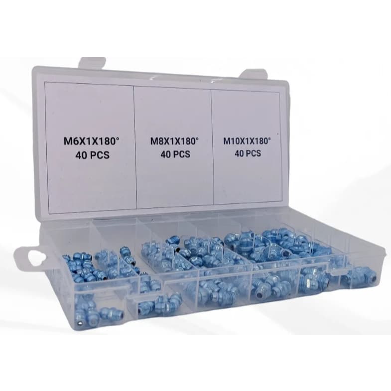 Kit De 120 Unidades De Bicos Retos De Encaixe De Graxa Para Lubrificação M6 M8 M10