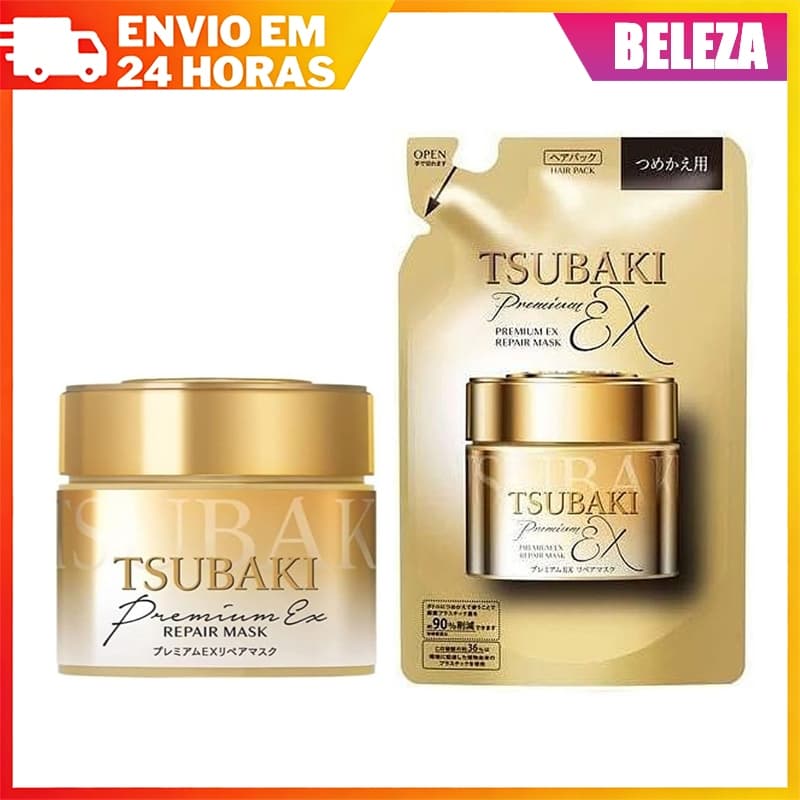 Shiseido TSUBAKI Premium EX Máscara Reparadora/Creme Hidratante Para Cabelo/Garrafa 180g/Recarga