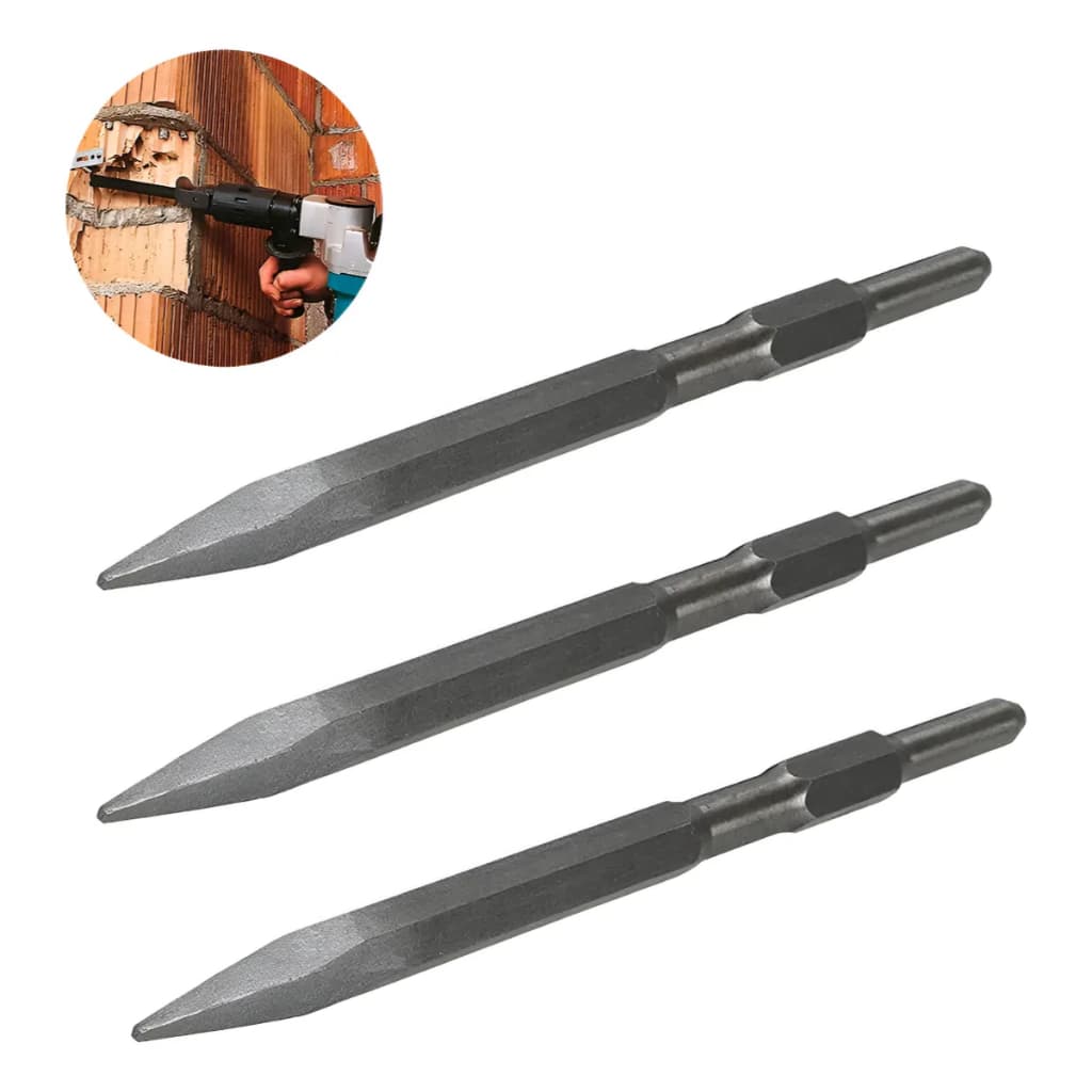 3 Peças Ponteiro 17mm Para Martelete Rompedor Sextavado