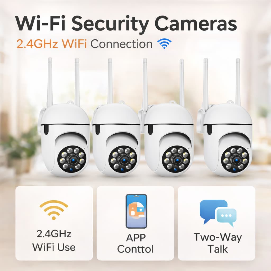 kit 4 2026 Novo 360 ° Câmera IP Sem Fio HD À Prova D'água Com Visão Noturna 4k 1080P IR