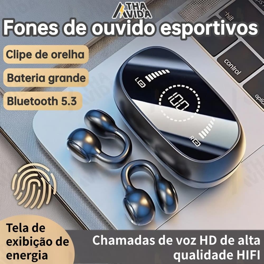SPRISE M47 Fones De Ouvido Clipe De Orelha Bluetooth LED Display Inteligente On-Ear Mini Fone Cancelamento De Ruído De A
