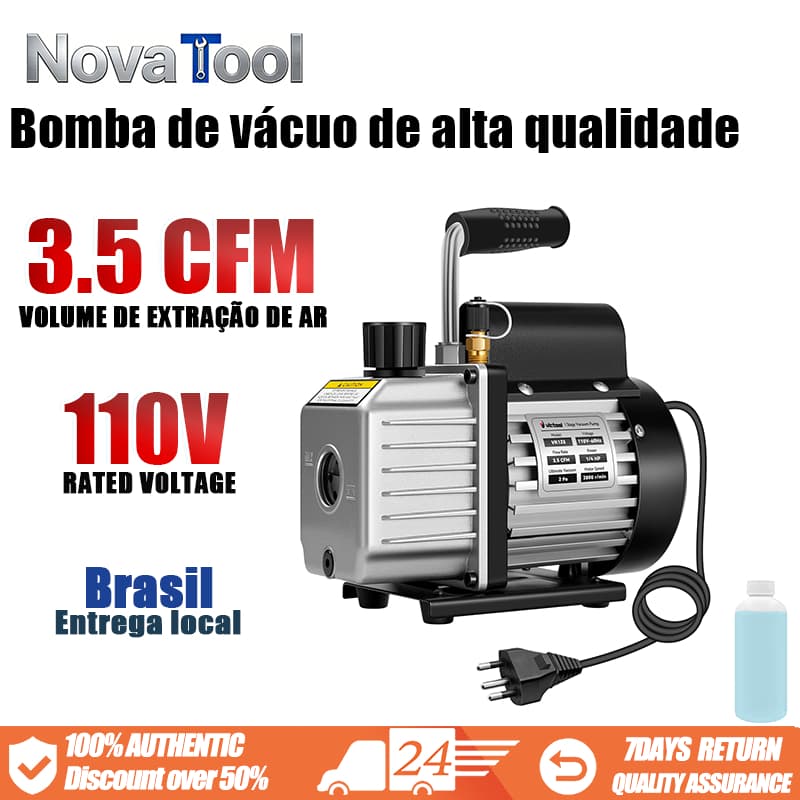 Bomba de vácuo para refrigerante de 3,5 CFM, estágio único, compatível com R134a, R12, R22 e R502.