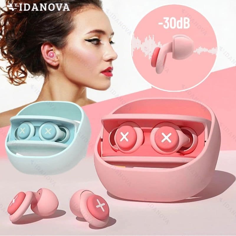 Tampões Auriculares De Silicone Isolamento Acústico Redução De Ruído Com Esponja Macia Protetor Auricular