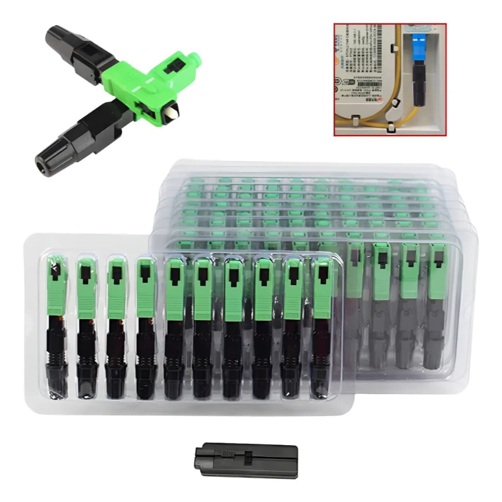 Kit 100 Unidade Conectores Fibra Optica Sc/apc