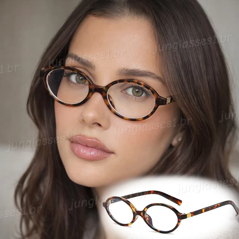 Óculos De Sol Ovais De Armação Pequena De Luxo UV400 Com Estampa De Leopardo Computador