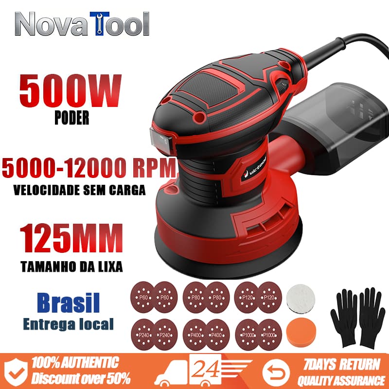 Lixadeira/polidora de trilho sem fio, 127V, 500W e 6 velocidades.