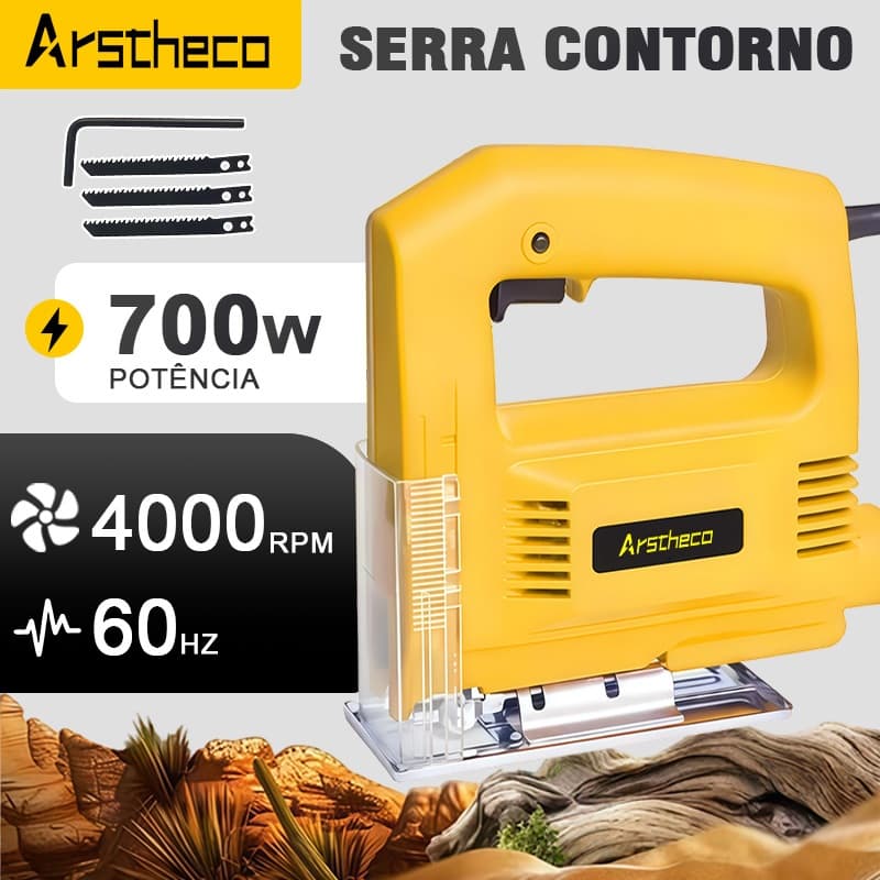 Serra Tico Tico 700w Base Ajustável + 3 serras Corta Madeira Mdf Metal Aluminio Plastico