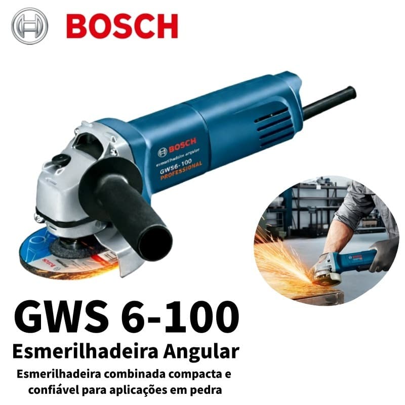 Esmerilhadeira Lixadeira Angular BOSCH Profissional 1000W Serra Elétrica Angular Kit Com Acessórios