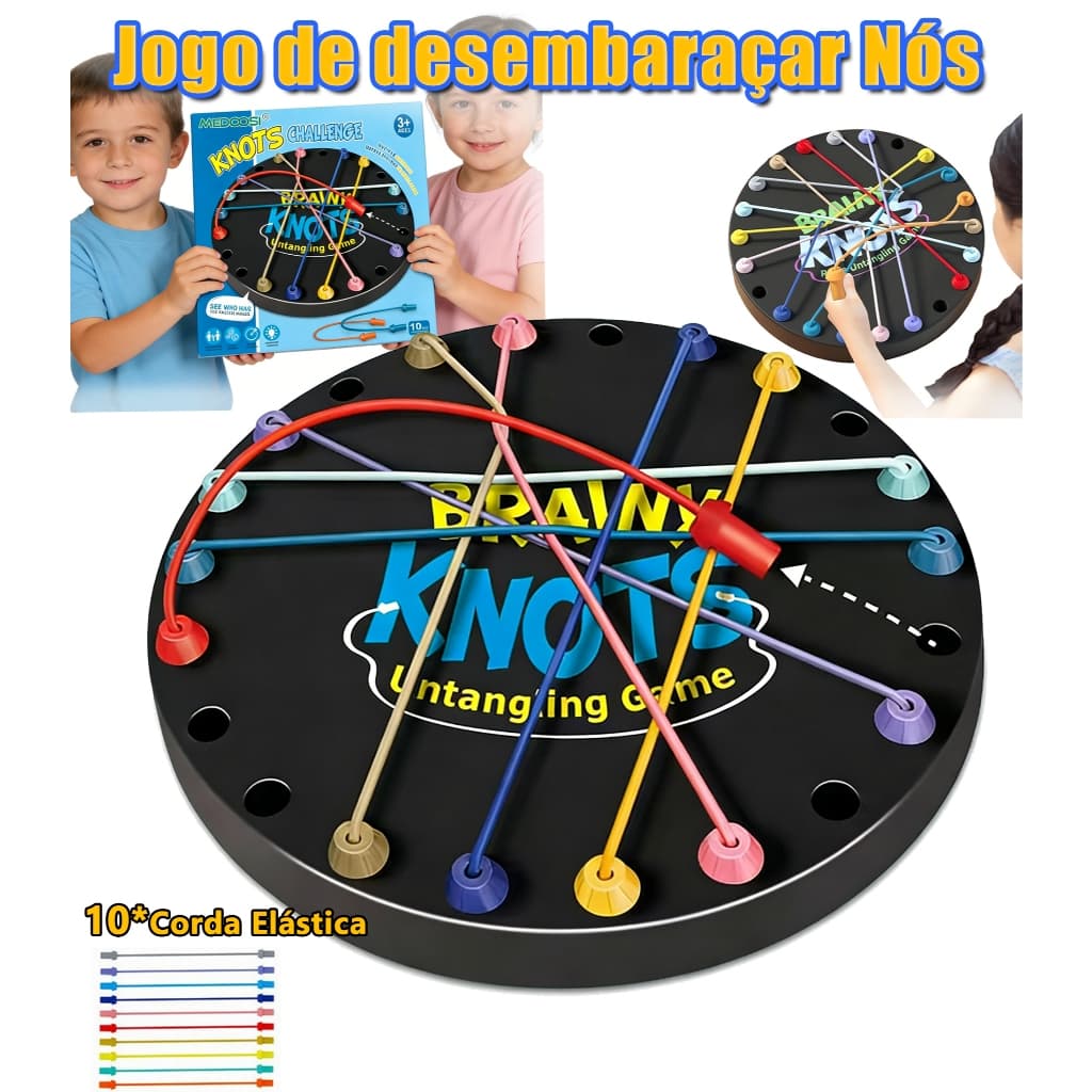 Jogo Quebra-Cabeça Desafio de Corda e Nós - Treino de Lógica e Inteligência para Crianças,Interação entre pais e filhos