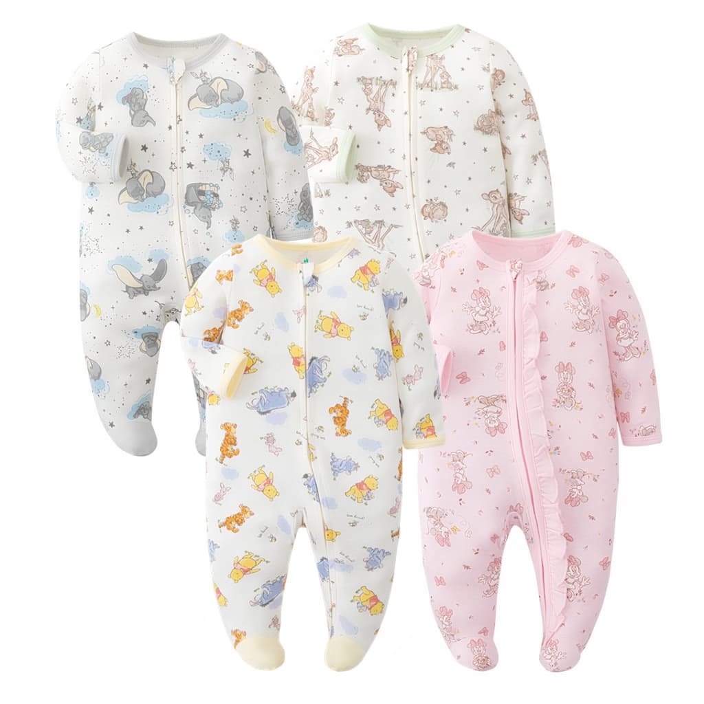 Macacão De Bebê Recém-Nascido Para Meninos E Meninas Pijama Respirável De Algodão Com Zíper